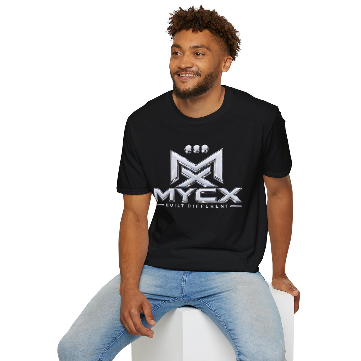MYCX logo chrome emblem T-Shirt | MYCX metallic logo tee