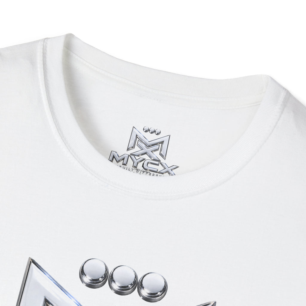 MYCX logo chrome emblem T-Shirt | MYCX metallic logo tee
