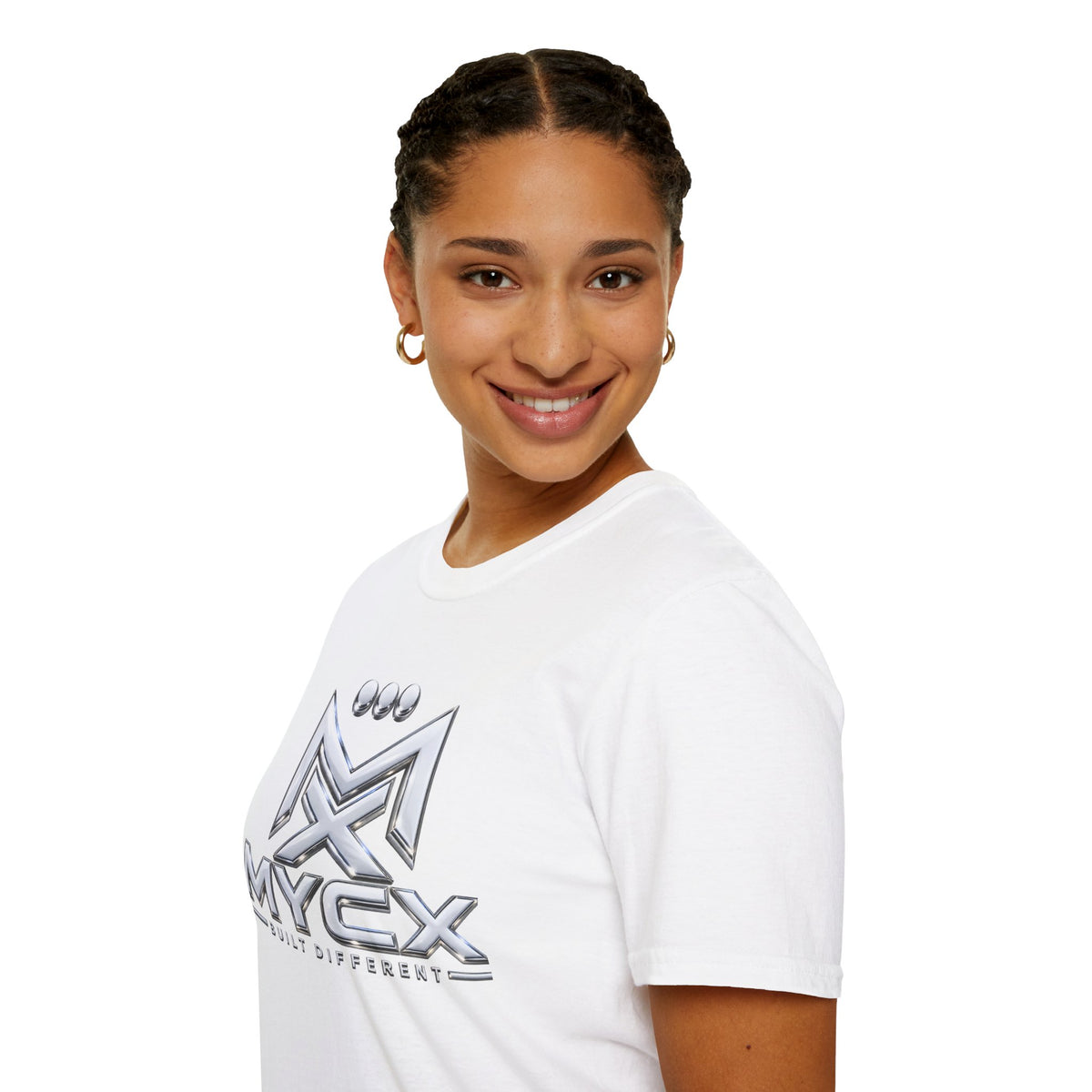 MYCX logo chrome emblem T-Shirt | MYCX metallic logo tee