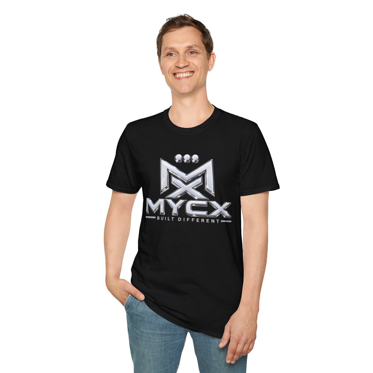 MYCX logo chrome emblem T-Shirt | MYCX metallic logo tee