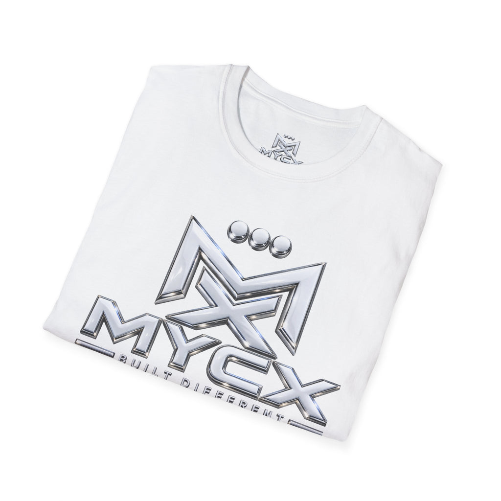 MYCX logo chrome emblem T-Shirt | MYCX metallic logo tee