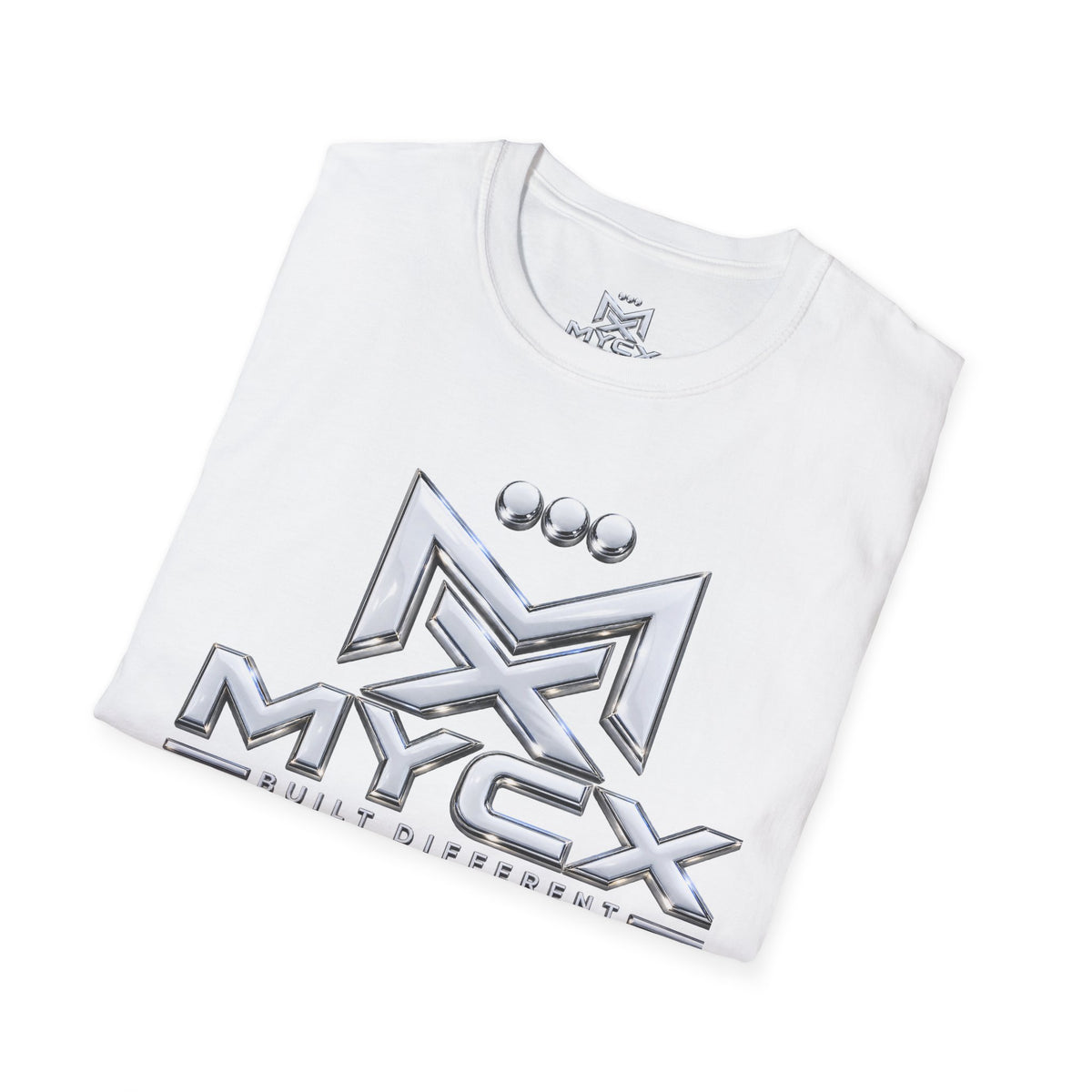 MYCX logo chrome emblem T-Shirt | MYCX metallic logo tee