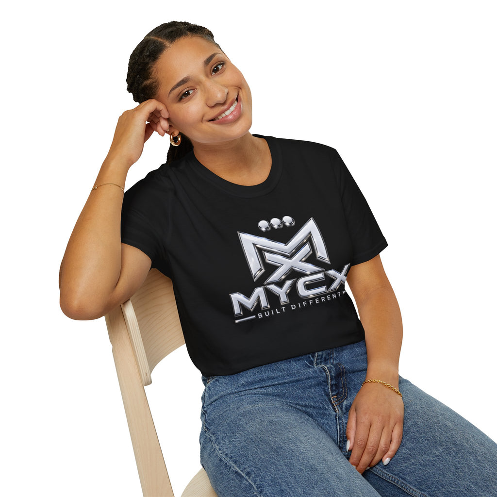 MYCX logo chrome emblem T-Shirt | MYCX metallic logo tee