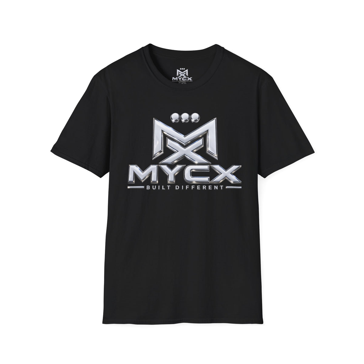 MYCX logo chrome emblem T-Shirt | MYCX metallic logo tee