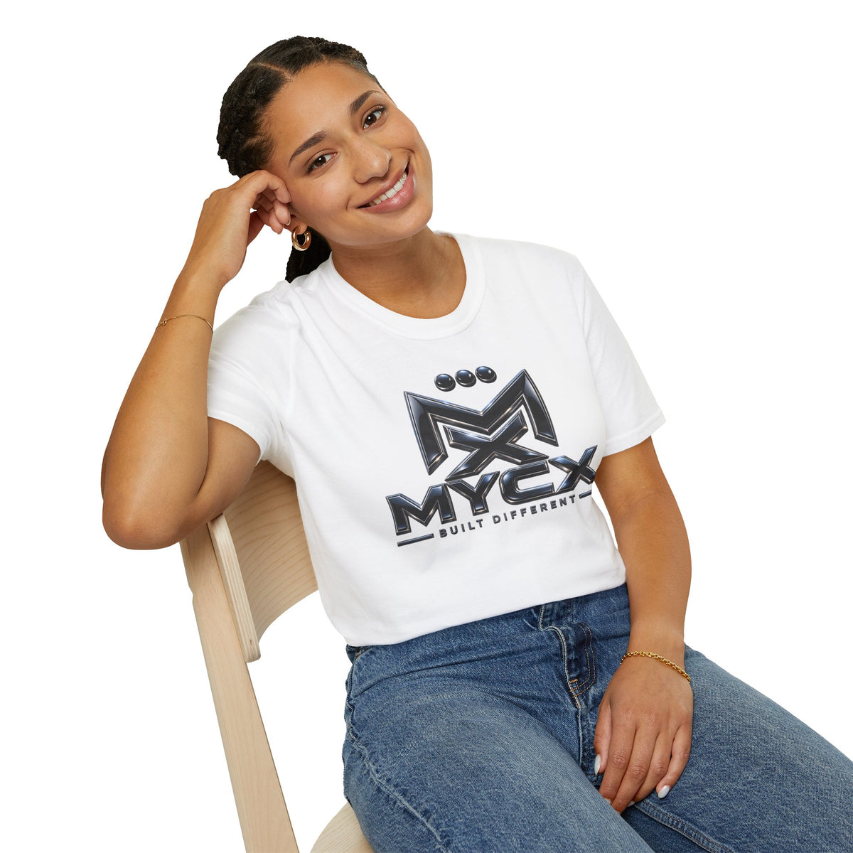 MYCX Logo T-Shirt | Metallic Emblem Graphic Tee