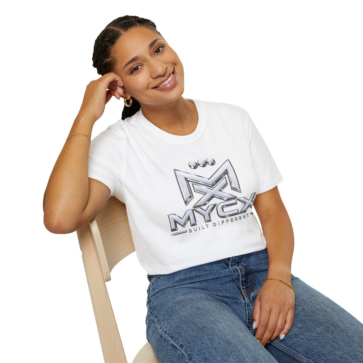 MYCX logo chrome emblem T-Shirt | MYCX metallic logo tee