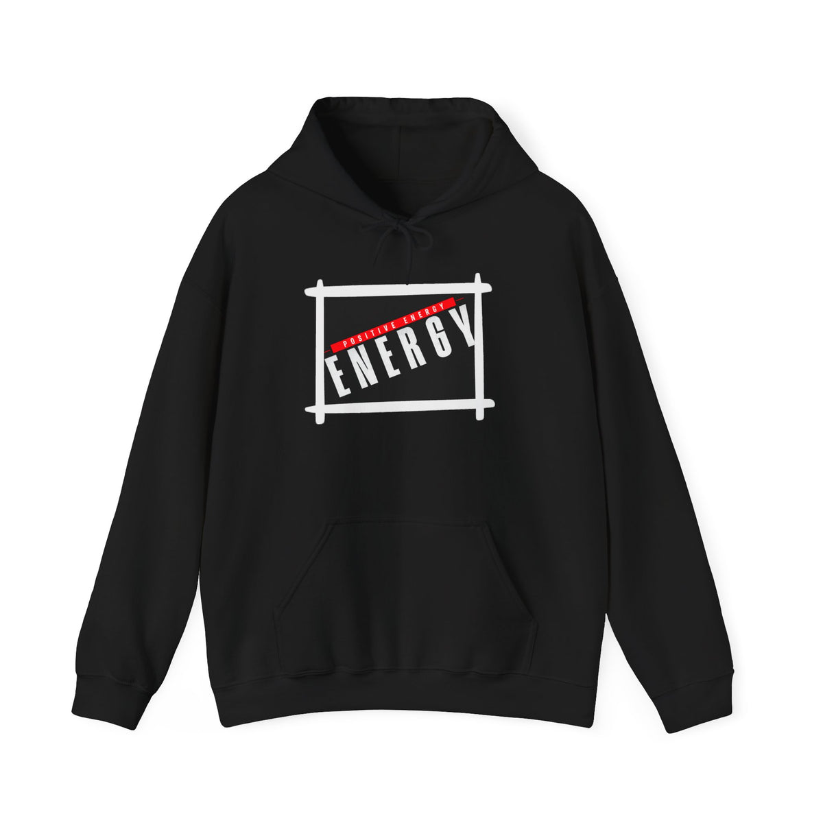 Energy Logo Hoodie — Bold Black & Red Graphic Pullover