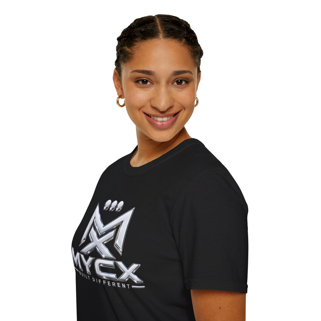 MYCX logo chrome emblem T-Shirt | MYCX metallic logo tee