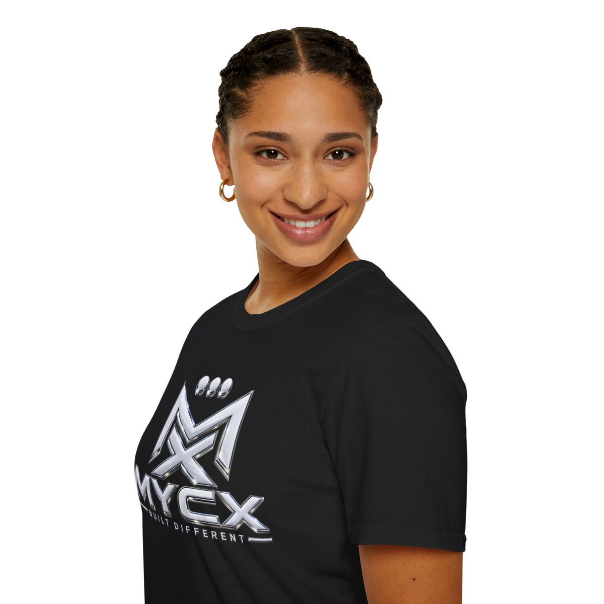 MYCX logo chrome emblem T-Shirt | MYCX metallic logo tee