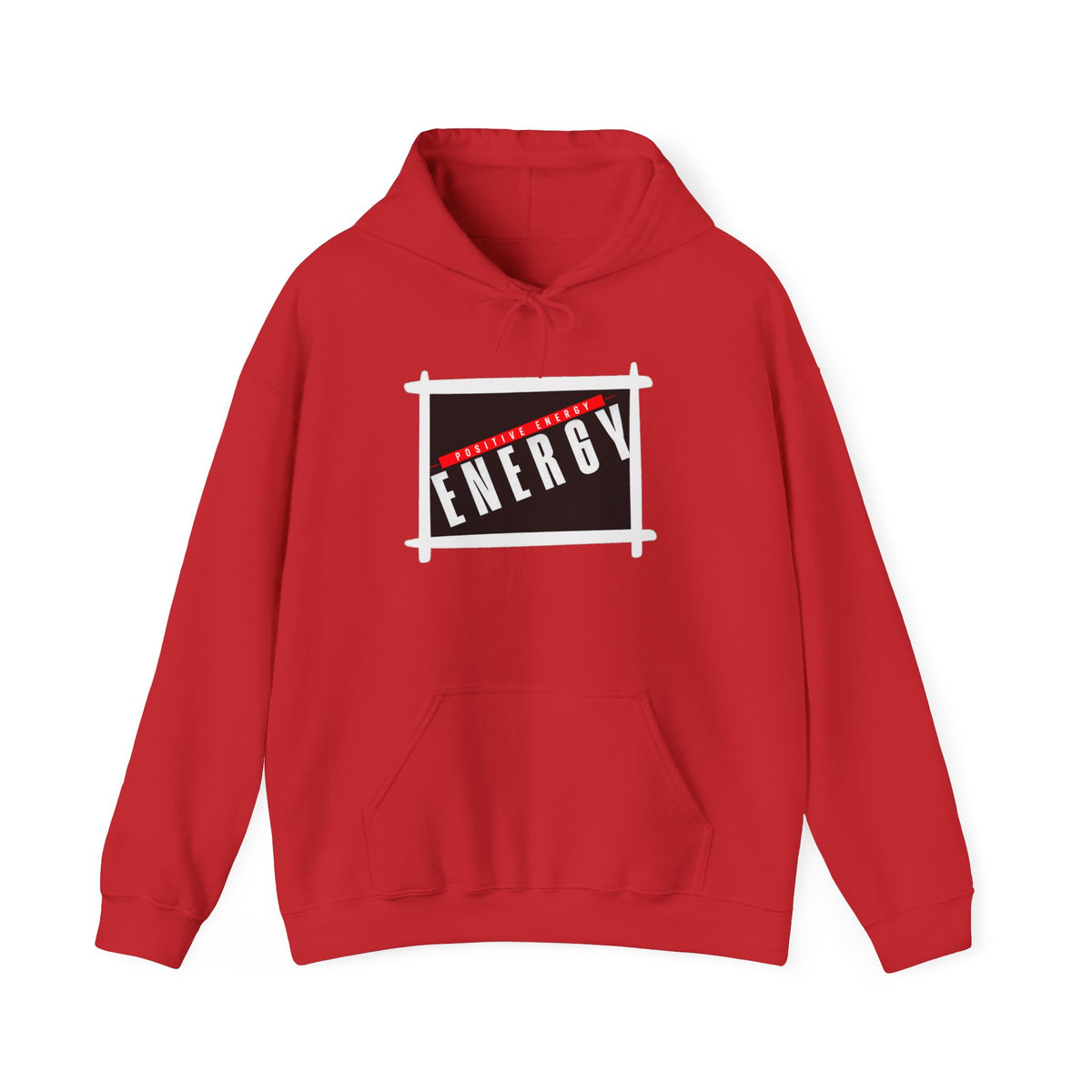 Energy Logo Hoodie — Bold Black & Red Graphic Pullover