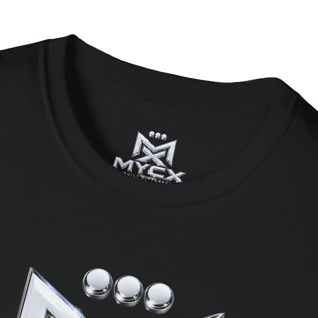 MYCX logo chrome emblem T-Shirt | MYCX metallic logo tee