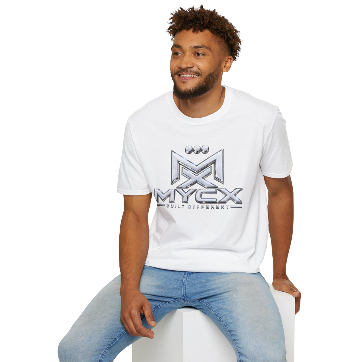 MYCX logo chrome emblem T-Shirt | MYCX metallic logo tee